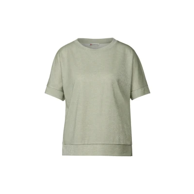 Abbildung von Street One Glitzerndes Tshirt basic, Damen, Größe: 34, Grün