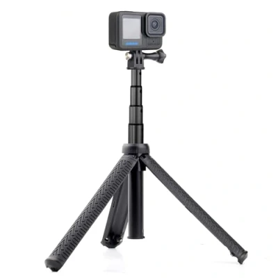 Abbildung von GEPULY Ausziehbarer Selfie Stick für GoPro Hero 12, 11, 10, 9, 8, 7, 6, 5, 4, 3 Session, Insta360, Akaso, SJCAM, DJI OSMO Action Kamera und Handys (3 in 1: Handgriff, Stick, Stativständer)