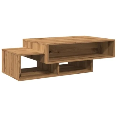 Abbildung von vidaXL Couchtisch, Beistelltisch 3 Fächer, Sofatisch für Wohnzimmer Büro, Kaffeetisch Wohnzimmertisch Besonderes Design, Artisan Eiche Holzwerkstoff