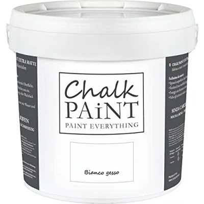 Abbildung von Chalk Paint Everything® Bianco Gesso Kreidefarbe Wasserbasis für Alle Oberflächen einfach zu verarbeiten ohne schlechten Geruch Extra Matt (5 Liter)