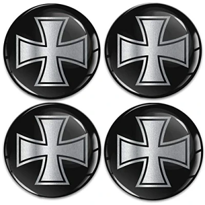 Abbildung von Biomar Labs 4 x 55mm Aufkleber 3D Silikon Silber Schwarz Für Radkappen Nabenkappen Radnabendeckel Rad Nabendeckel A 11255