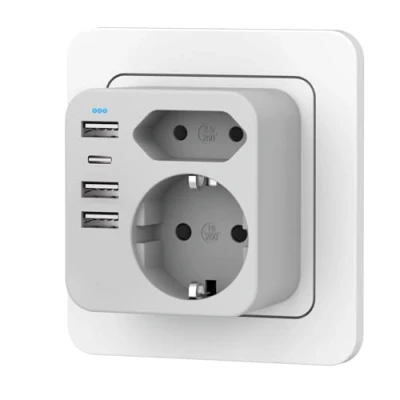 Abbildung von Mehrfachsteckdose mit 4 USB Netzstecker,Doppelstecker für Steckdose,Mehrfachstecker Steckdose und C Adapter, Wand Ladegerät, Steckdosenleiste (weiß)