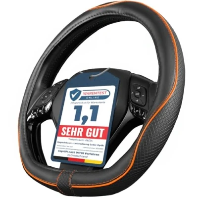 Abbildung von Upgrade4cars D Form Lenkradbezug in Orange Lenkradschoner Universal Lenkradhülle für Sommer &amp; Winter Autozubehör Innenraum Deko