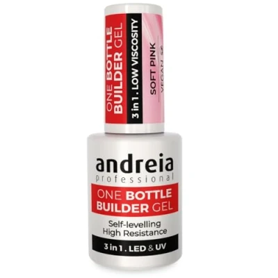 Abbildung von Andreia Gel für Nagelaufbau, Triphasen Gel, UV &amp; LED, professionell, 3 in 1, zur Stärkung der Nägel oder Verlängerung Formel mit niedriger Viskosität, selbstausgleichend, Flasche 14 ml, Farbe