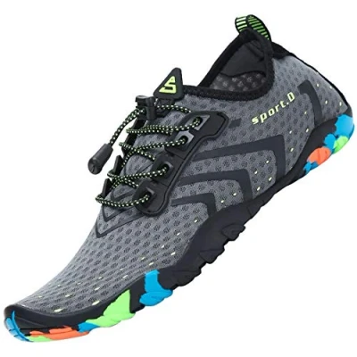 Abbildung von SAGUARO Badeschuhe Herren Damen Wasserschuhe Schwimmschuhe Strandschuhe Aquaschuhe Neoprenschuhe Tauchschuhe rutschfeste Leicht Schnelltrocknende, Grau Gr.40 EU