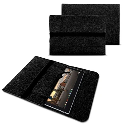 Abbildung von NAUC Sleeve Hülle für Lenovo Miix 310 320 300 10,1 Zoll Notebook Tasche Laptop Cover Case strapazierfähiger Filz mit Innentaschen und sicherem Verschluss Grau, Farbe:Dunkelgrau