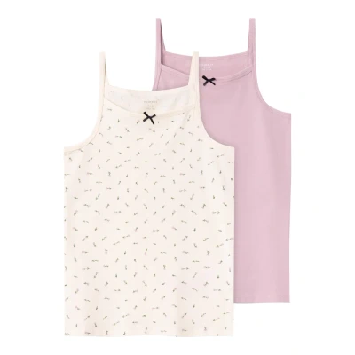 Abbildung von Name it Nkfstrap Floral 2 PACK Unterhemd/shirt für Kinder, Größe: 146/152, Buttercream