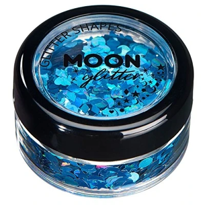 Abbildung von Holographische Glitzer Formen von Moon Glitter 100% kosmetische für Gesicht, Körper, Nägel, Haare und Lippen 3g Blau