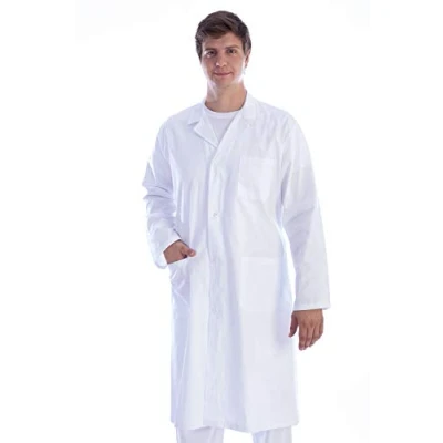 Abbildung von Gima Weisser Arztmantel aus Baumwolle und Polyester, mit Knöpfen, für Herren, Größe L, Ärzte Medizin /Biologiestudenten, Kliniken, Krankenhäuser, Arztpraxen Apotheken.