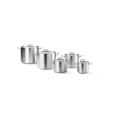 Abbildung von HENDI Kochtopf 9 Liter mit Deckel Edelstahl ø 24 x 20 cm für Induktion Gas Elektro Ceran Herd Vernietete Griffe, Gastro Suppentopf
