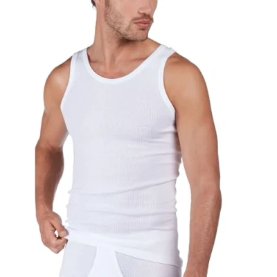 Abbildung von Huber Herren de Luxe Achselshirt Unterhemd, (Weiss 0500), Large (Herstellergröße: L)