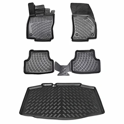 Abbildung von Design Gummimatten &amp; Kofferraumwanne Set für SEAT Ibiza 5 (V) ab 2017 Antirutsch mit hohem 5cm Rand