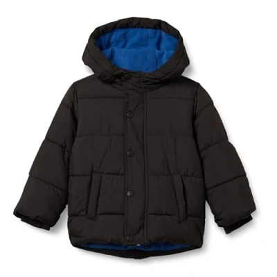 Abbildung von Amazon Essentials Jungen Schwere Pufferjacke mit Kapuze, Schwarz, 11 12 Jahre