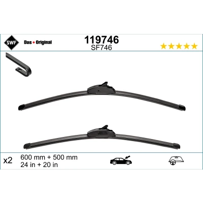 Abbildung von Scheibenwischer Swf Visioflex, Alternative Visioflex Set 119746 vorne Rahmenlos BMW: X6, X5, LAND ROVER: Range Rover 4, Sport