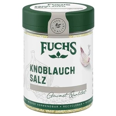Abbildung von Fuchs Gewürze Knoblauchsalz Gewürzsalz für Dips, Saucen und Gemüse natürliche Zutaten 90 g in wiederverwendbarer, recyclebarer Dose