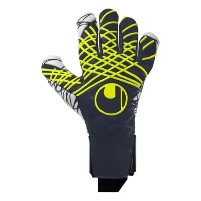Abbildung von uhlsport Fußball Torwarthandschuhe Prediction Ultragrip Skin Cut maximale Agilität und höchste Ballkontrolle bei ultimativem Grip, Marine/weiß/Fluo gelb, 8
