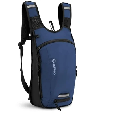 Abbildung von SASMO® Fahrradrucksack 10+3l (Blau) mit Thermofach &amp; Helmnetz MTB Rucksack Fahrrad inkl. Regenschutz Trinkrucksack für Herren Damen