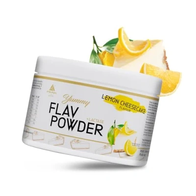 Abbildung von PEAK Yummy Flav Powder 250g Geschmack Lemon Cheesecake I 50 Portionen Geschmackspulver wenig Kalorien Inulin Ballaststoffe mit Laktase zum Kochen Backen vegan low sugar 250 g
