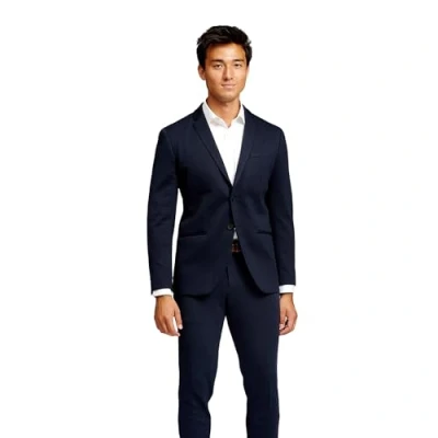 Abbildung von Performance Blazer Herren Navy Blau (Größe 58) Stylischer Slim Fit Stretch Sakko Bequemer, praktischer Zwei Knopf für Business &amp; Freizeit