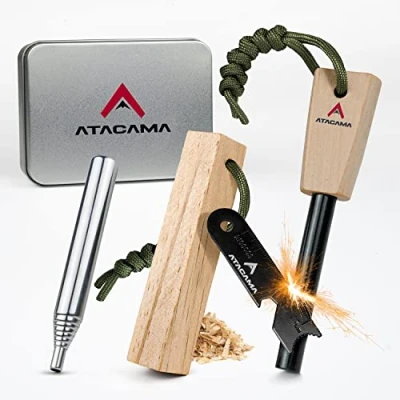 Abbildung von Atacama Stabanzünder Firestarter Survival wasserfest 7 tlg, Camping Outdoor Feuerstahl Blasrohr Feuerstein ewiges Streichholz