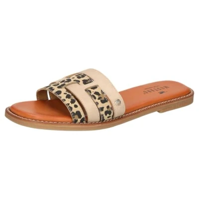 Abbildung von Mustang Shoes Pantolette, Flats, Sommerschuh, Urlaubschuh, Slides mit Leo Einsätzen