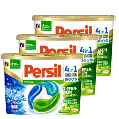 Abbildung von Persil Universal 4in1 Discs 132 (3 x 44) Waschladungen, Vollwaschmittel mit Tiefenrein Plus Technologie und langanhaltender Frische, Waschmittel für leuchtende Farben