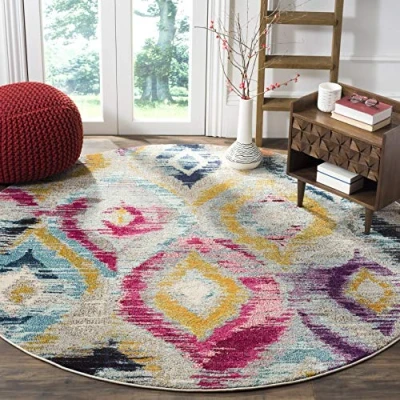 Abbildung von SAFAVIEH Boho Teppich für Wohnzimmer, Esszimmer, Schlafzimmer Monaco Collection, Kurzer Flor, Multi, 122 X cm