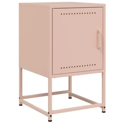 Abbildung von vidaXL Nachttisch, Nachtschrank mit Stauraum, Nachtkommode für Schlafzimmer, Nachtkonsole Beistelltisch, Industrieller Stil, Rosa Stahl