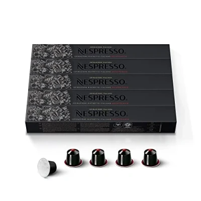 Abbildung von NESPRESSO ORIGINAL Ristretto Decaffeinato, Dunkle Röstung, Kompatibel mit Kaffeekapseln, Kapsel Set aus 50 Kaffeekapseln