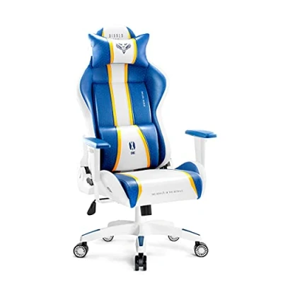Abbildung von Diablo X One 2.0 Gaming Stuhl Gamer Chair Bürostuhl Schreibtischstuhl Verstellbare Armlehnen Ergonomisches Design Nacken/ Lendenkissen Wippfunktion Aqua Blue Normal (L)