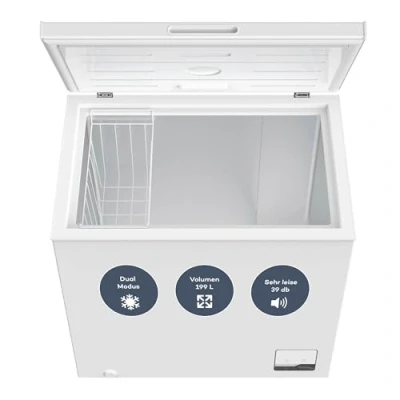 Abbildung von SCHOEPF Gefriertruhe GT200S, 82.3 cm breit, 199 l, Schnellgefrierfunktion, DUAL Modus Kühlen oder Gefrieren