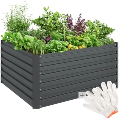 Abbildung von tectake Hochbeet Pflanzenkasten Blomma, 650l, verzinkt, 120x100x56cm, aus verzinktem Stahl