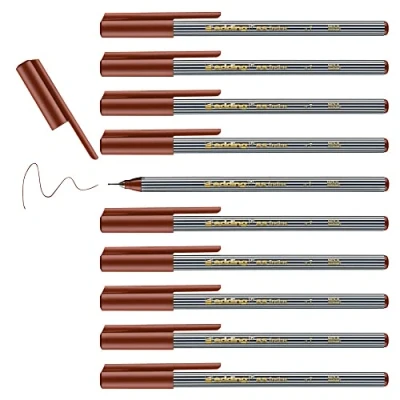Abbildung von edding 55 Fineliner braun 10 Stifte 0,3 mm Spitze Farbstift zum Schreiben, Malen, Unterstreichen, Illustrieren für Kinder und Erwachsene, Schule, Homeoffice, Büro