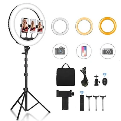 Abbildung von CXYP 18 Zoll LED Ringlicht mit Stativ, Dimmbares Selfie Ringleuchte Fernbedienung für YouTube TikTok Videoaufnahmen, Selfie, Live Stream, Makeup/Fotografie Kompatibel Smartphone