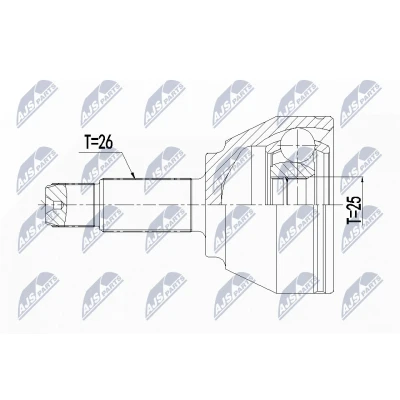 Abbildung von NTY NPZ BM 018 Gelenksatz Vorderachse links, rechts Thermoplast