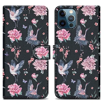 Abbildung von Cadorabo Hülle kompatibel mit Apple iPhone 13 PRO MAX Handyhülle ausim Muster Design Kunst Leder Flip Klappbare Stoßfeste Magnetische [Standfunktion] Case für in Schwarz