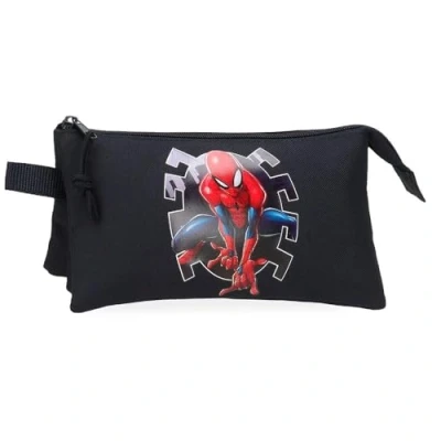 Abbildung von Joumma Marvel Spiderman Attack Federmäppchen mit 3 Fächern, Schwarz, 22 x 12 5 cm, Polyester, Dreifaches