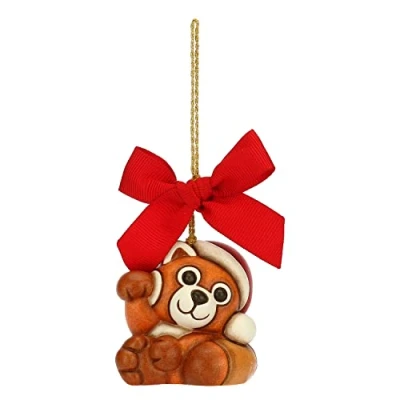 Abbildung von THUN Weihnachtsschmuck, rotes Panda aus Keramik, handverziert, kleine Version Weihnachtsgeschenkidee 2022 4,8 x 3,8 cm h