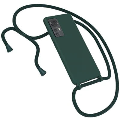 Abbildung von EAZY CASE Premium Silikon Handykette kompatibel mit Xiaomi 12 / 12X Handyhülle Umhängeband, Handykordel Schutzhülle, Silikonhülle, Hülle Band, Kette für Smartphone, Nacht Grün