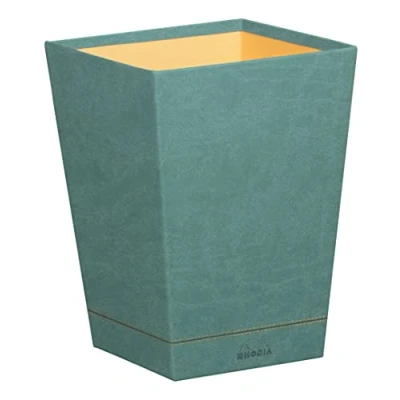 Abbildung von Rhodia 194626C Papierkorb 27x27x32cm, aus Kunstleder, elegant und praktisch, 1 Stück, Seegrün