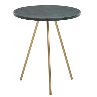 Abbildung von FineBuy Beistelltisch Echter Marmor Grün 38x38x44cm Anstelltisch Metall Gold, Kleiner Dreibein Sofatisch Rund, Wohnzimmertisch Couch Modern, Couchtisch Hoch