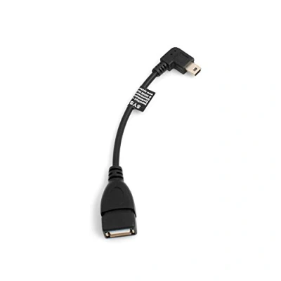 Abbildung von System S Mini USB 90 Grad Links gewinkelt Winkelstecker auf Typ A (Female) Buchse Kabel Datenkabel Ladekabel 13 cm