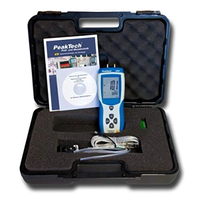 Abbildung von PeakTech 5150, Differenz Druckmessgerät 344 mbar bis +344 mit USB, Bar, PSI, cm/H2O, ft/H2O, inH2O, kPa, kg/cm², mBar, mmHg, oz/in², P 5150