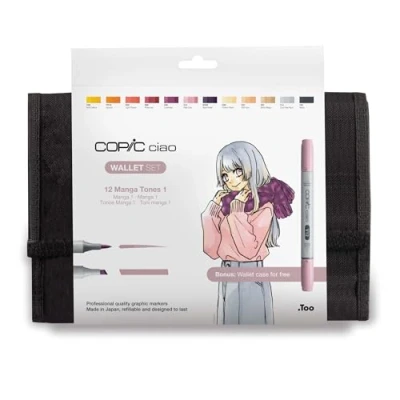 Abbildung von COPIC Ciao Marker 12er Manga Set &quot;Witch&quot; im Wallet, Allround Layoutmarker mit einer mittelbreiten und Brush Spitze