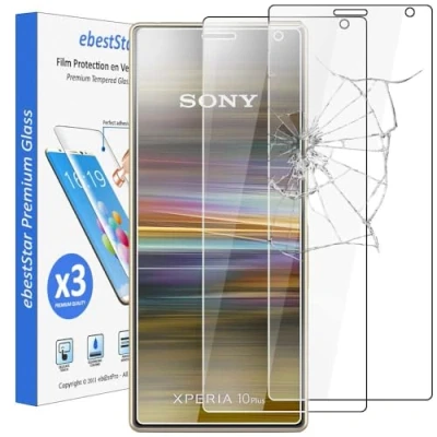 Abbildung von ebestStar kompatibel mit Sony Xperia 10 Plus Panzer Schutz Glas (x3 Stück) (2019) Schutzfolie, 9H gehärte Schutzglas, HD Displayschutz, Ultrabeständig