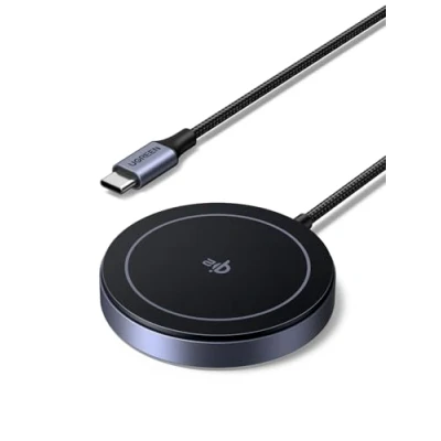 Abbildung von UGREEN MagFlow Qi2 15W kabelloses Ladepad, Ladegerät MagSafe Kompatibel, Wireless Charger mit 1,5M Kabel, für iPhone 16/15/14/13/12
