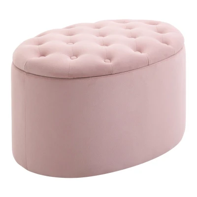 Abbildung von HOMCOM Sitzbank Polsterbank mit Stauraum (Aufbewahrungsbank, 1 St., Lagerbank), samtartiges Polyester Rosa 71 x 52 42 cm