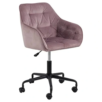 Abbildung von AC Design Furniture Bentley Schreibtischstuhl, H: 88,5 x B: 59 T: 58,5 cm, Dusty Rose/Schwarz, Samt/Metall, 1 Stk.