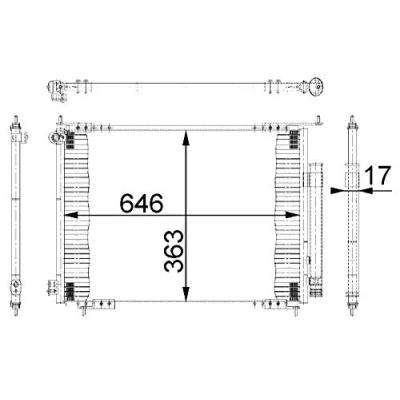 Abbildung von MAHLE ORIGINAL AC 678 000S Klimakondensator mit Trockner 16 10,15 646, 675 AUDI: A3 Schrägheck, HONDA: CR V 2