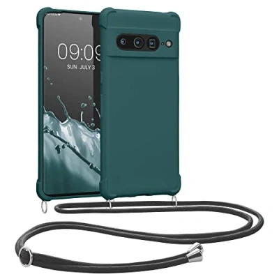 Abbildung von kwmobile Necklace Case kompatibel mit Google Pixel 7 Pro Hülle Cover Kordel zum Umhängen Silikon Schutzhülle Petrol